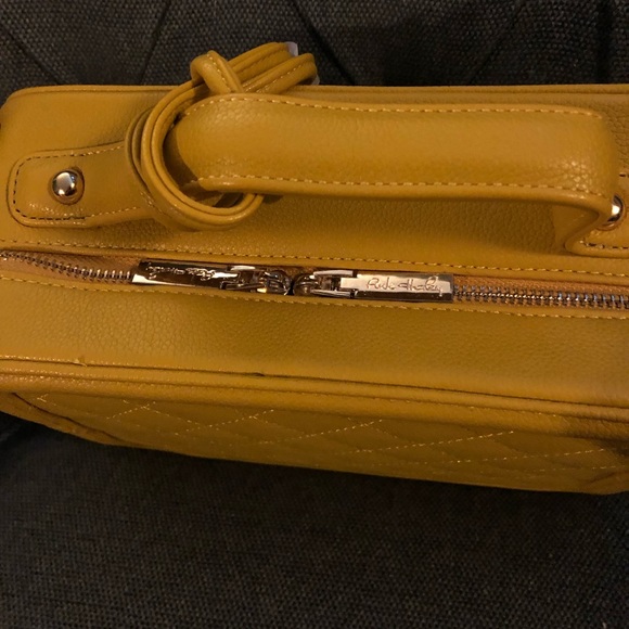 Mustard Quilted Box Satchel Purse Adjustable Strap - Picture 4 of 7